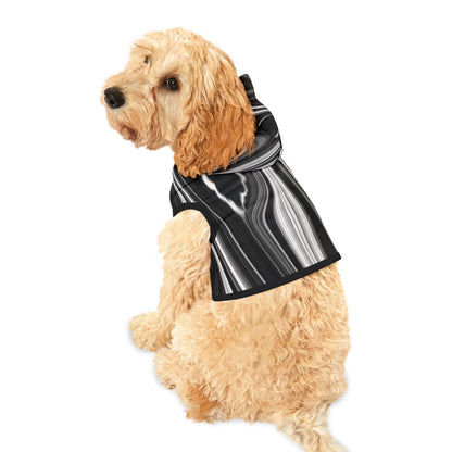 Radiating Elegance V2 Stylish Black Marble Pet Hoodie - Cozy Fashion for Dogs and Cats