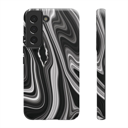 Radiating Elegance V2 Stylish Marble Phone Case - Tough and Sleek Black & White Design