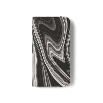 Radiating Elegance V2 Elegant Black Marble Phone Flip Case - Stylish & Functional Cover for Smartphones