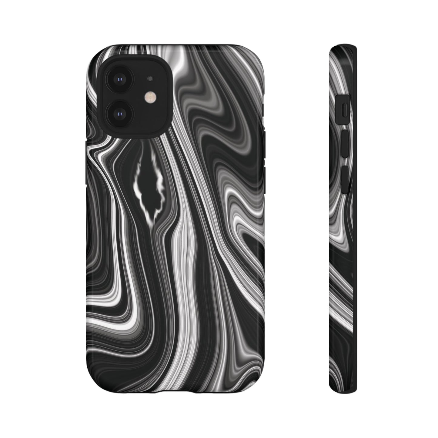 Radiating Elegance V2 Stylish Marble Phone Case - Tough and Sleek Black & White Design