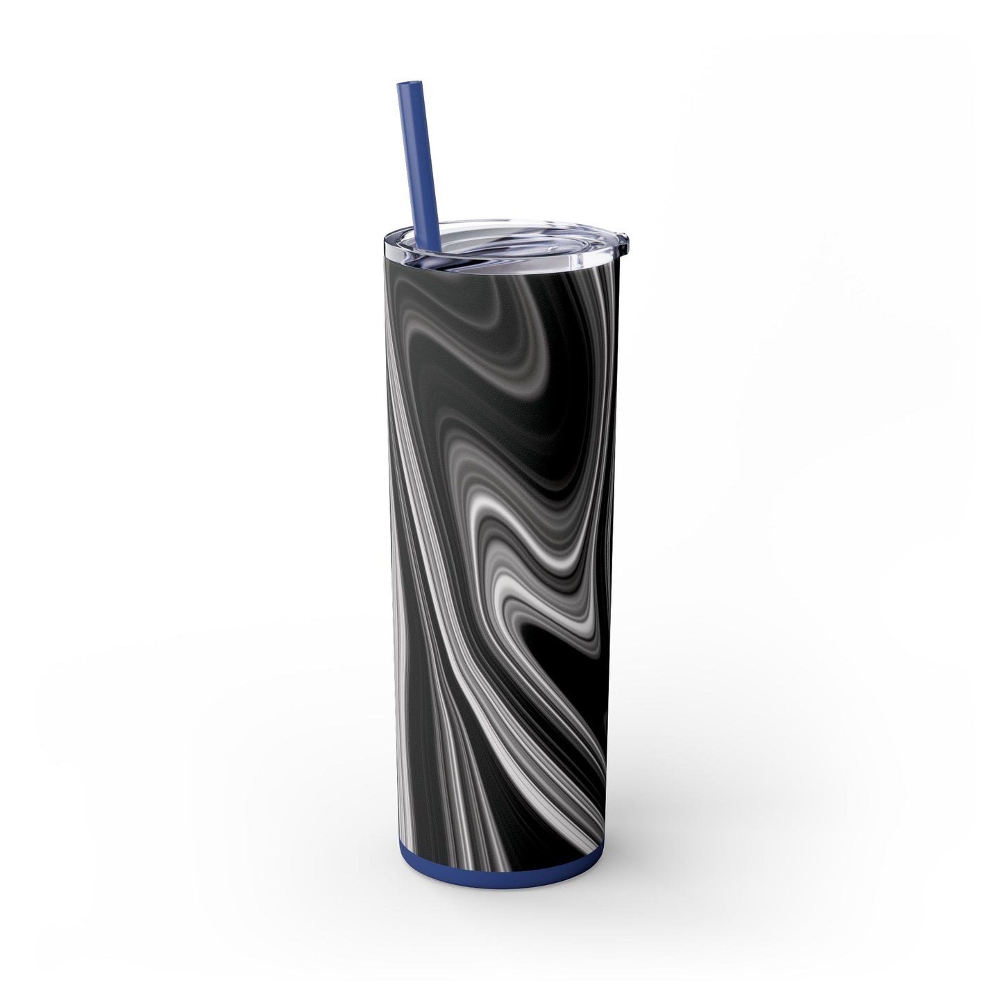 Radiating Elegance V2 Elegant Black Marble Skinny Tumbler with Straw - 20oz