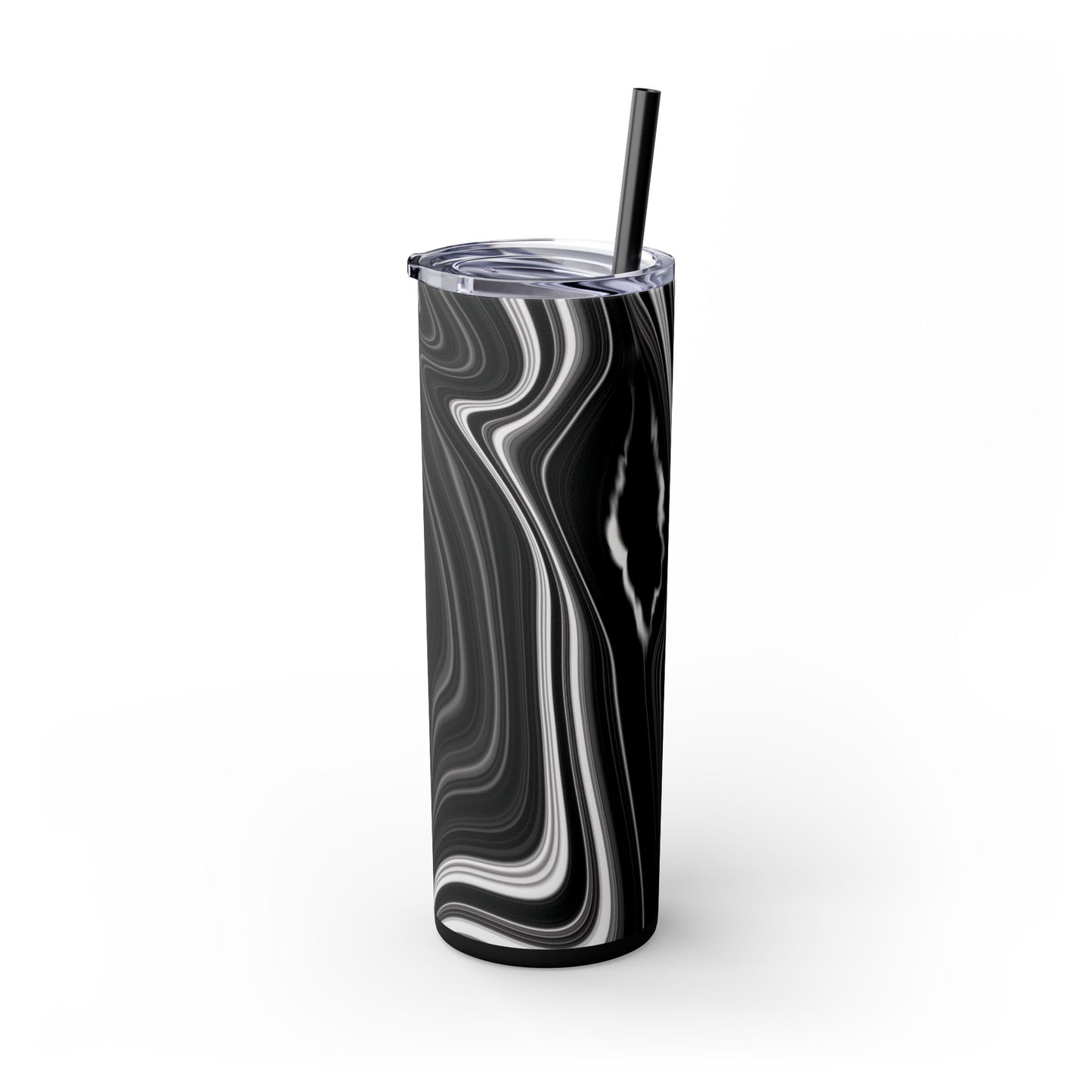 Radiating Elegance V2 Elegant Black Marble Skinny Tumbler with Straw - 20oz