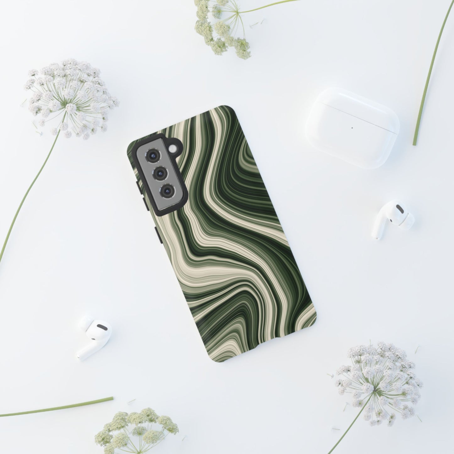 Radiating Elegance V1 Marble Green Tough Phone Case - Stylish Protection for Everyday Life