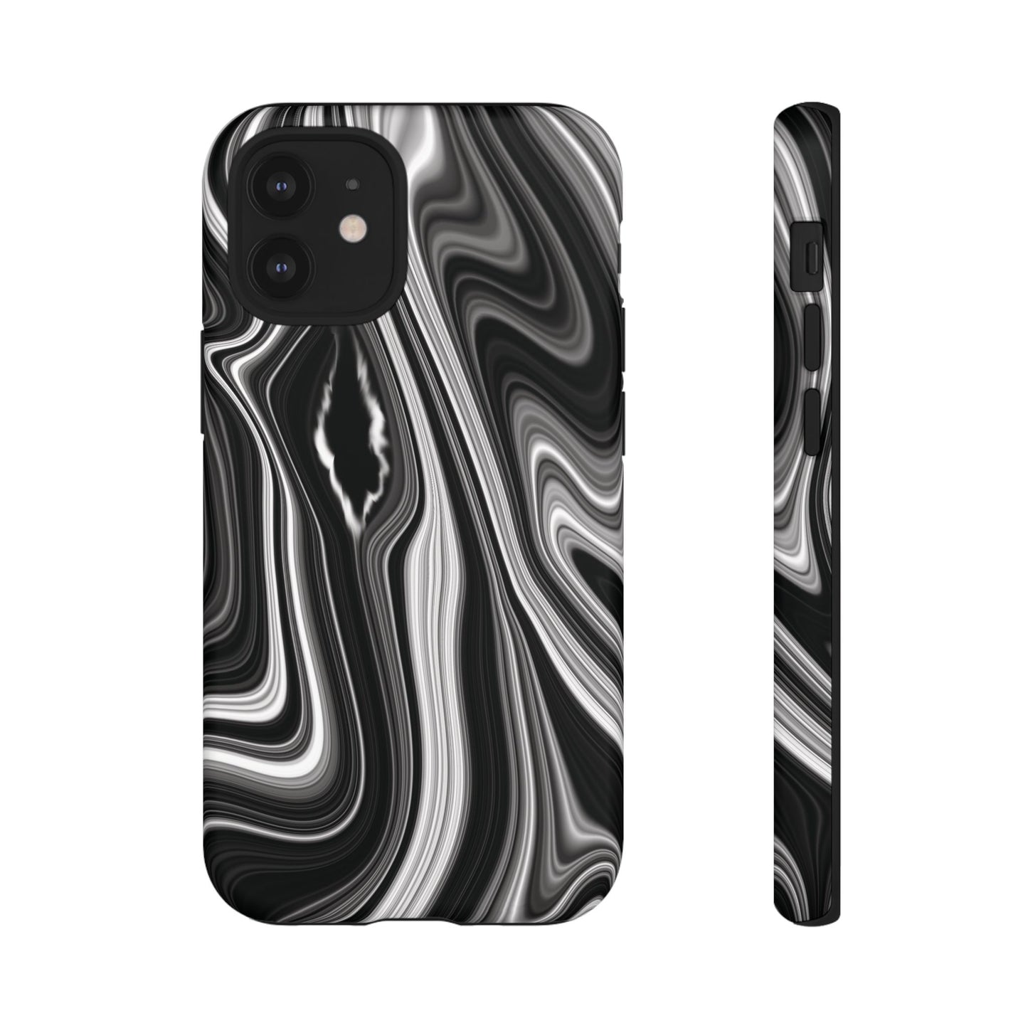 Radiating Elegance V2 Stylish Marble Phone Case - Tough and Sleek Black & White Design