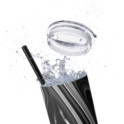 Radiating Elegance V2 Elegant Black Marble Skinny Tumbler with Straw - 20oz