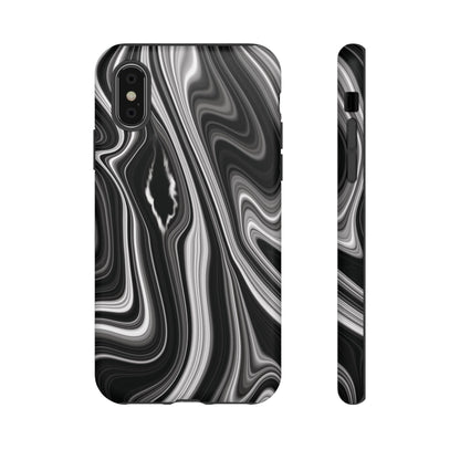 Radiating Elegance V2 Stylish Marble Phone Case - Tough and Sleek Black & White Design