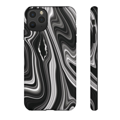 Radiating Elegance V2 Stylish Marble Phone Case - Tough and Sleek Black & White Design