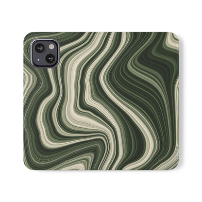 Radiating Elegance V1 Stylish Green Marble Flip Case for Smartphones - Perfect for Fashion Lovers