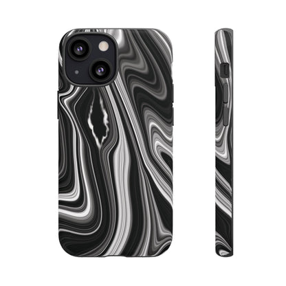 Radiating Elegance V2 Stylish Marble Phone Case - Tough and Sleek Black & White Design