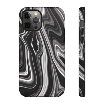 Radiating Elegance V2 Stylish Marble Phone Case - Tough and Sleek Black & White Design