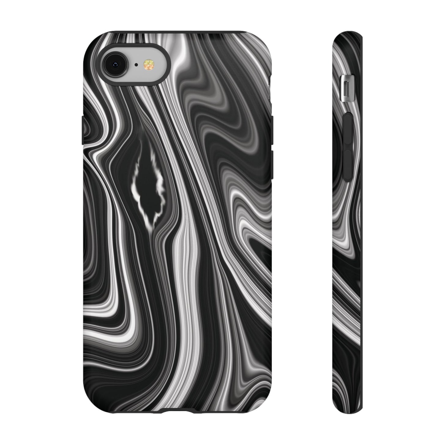 Radiating Elegance V2 Stylish Marble Phone Case - Tough and Sleek Black & White Design