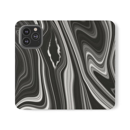 Radiating Elegance V2 Elegant Black Marble Phone Flip Case - Stylish & Functional Cover for Smartphones