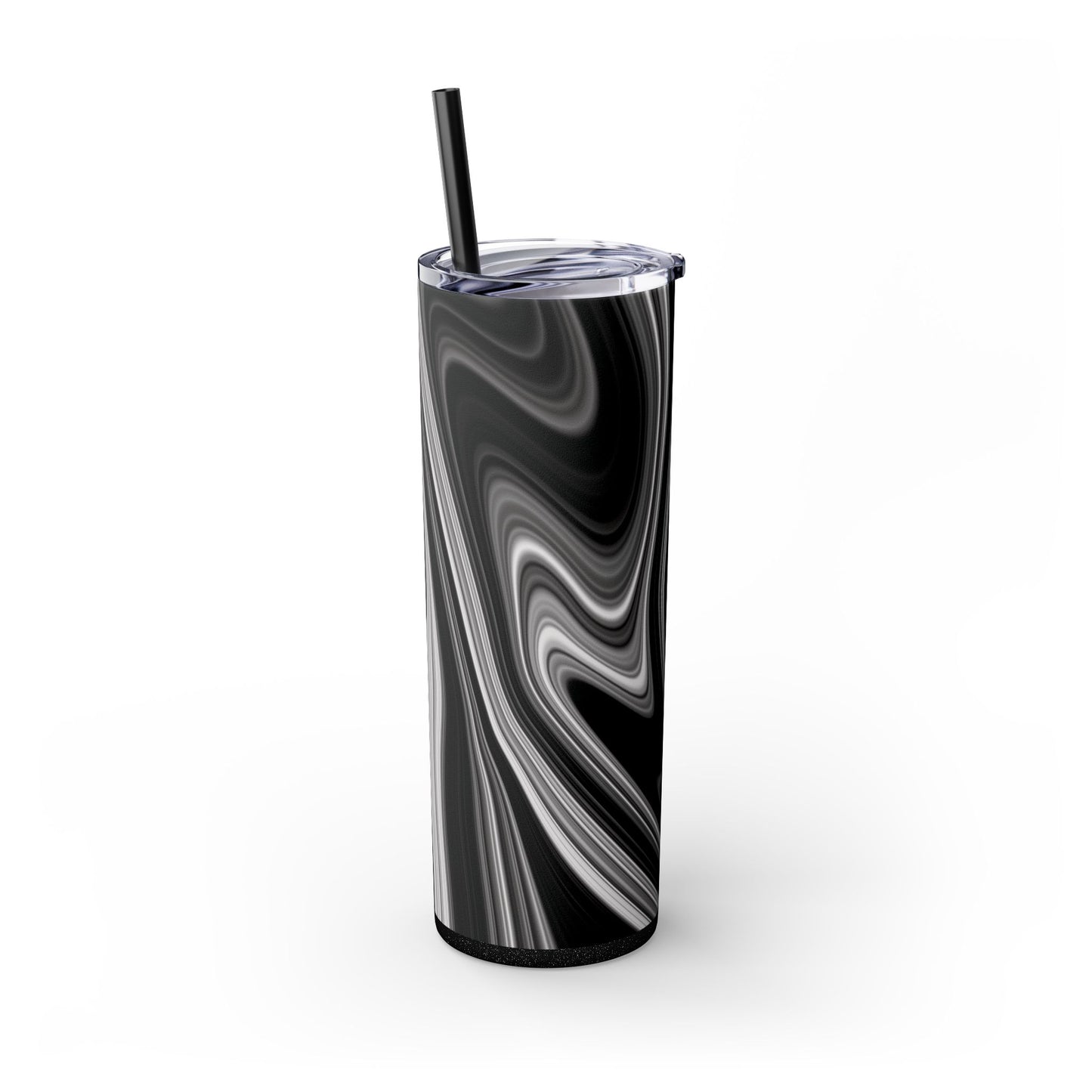 Radiating Elegance V2 Elegant Black Marble Skinny Tumbler with Straw - 20oz