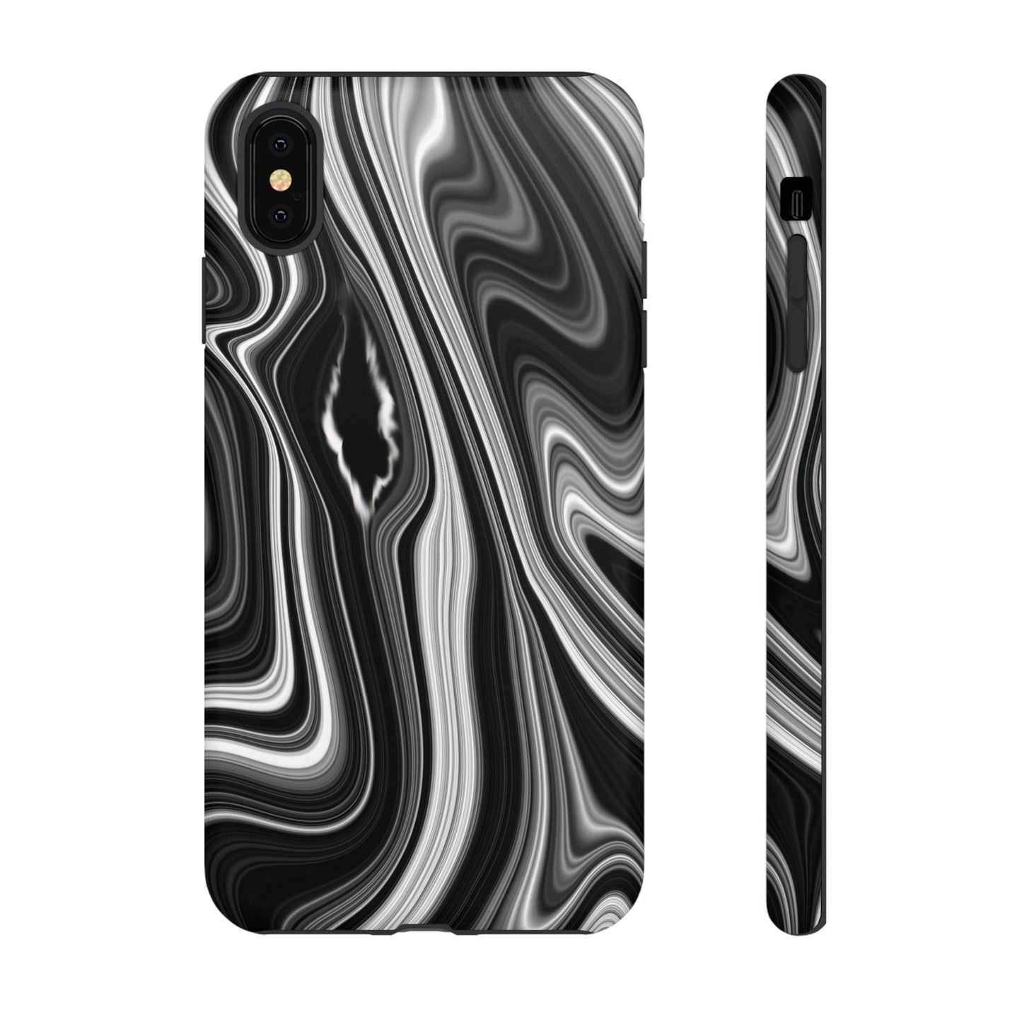 Radiating Elegance V2 Stylish Marble Phone Case - Tough and Sleek Black & White Design