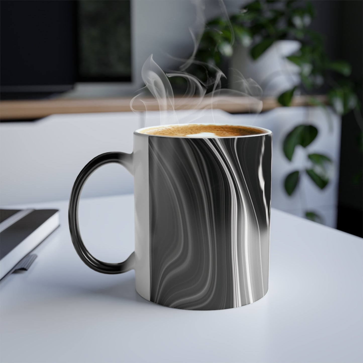 Radiating Elegance V2 Stylish Color Morphing Mug – Unique Black and White Design for Home or Office