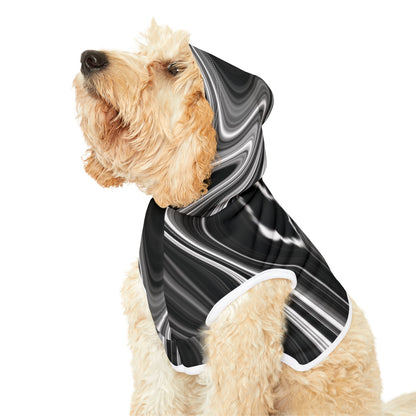 Radiating Elegance V2 Stylish Black Marble Pet Hoodie - Cozy Fashion for Dogs and Cats