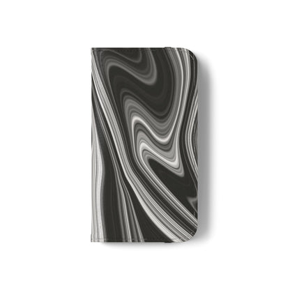 Radiating Elegance V2 Elegant Black Marble Phone Flip Case - Stylish & Functional Cover for Smartphones