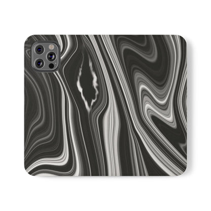 Radiating Elegance V2 Elegant Black Marble Phone Flip Case - Stylish & Functional Cover for Smartphones