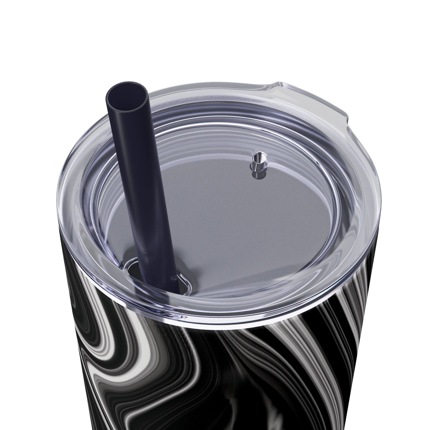 Radiating Elegance V2 Elegant Black Marble Skinny Tumbler with Straw - 20oz