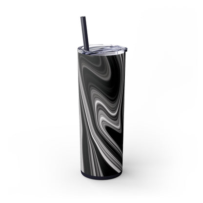 Radiating Elegance V2 Elegant Black Marble Skinny Tumbler with Straw - 20oz