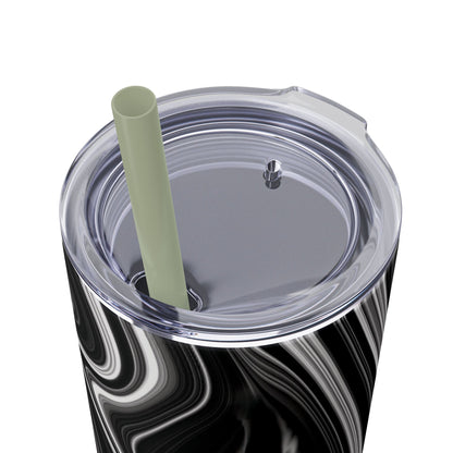 Radiating Elegance V2 Elegant Black Marble Skinny Tumbler with Straw - 20oz