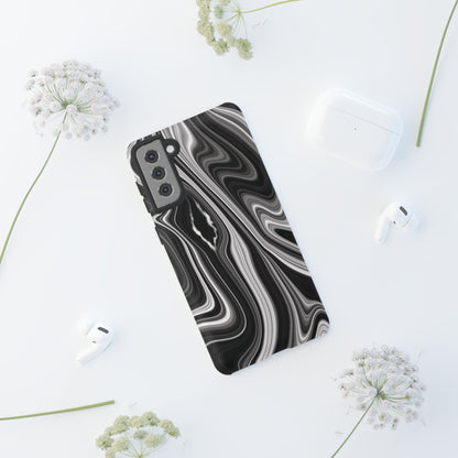 Radiating Elegance V2 Stylish Marble Phone Case - Tough and Sleek Black & White Design