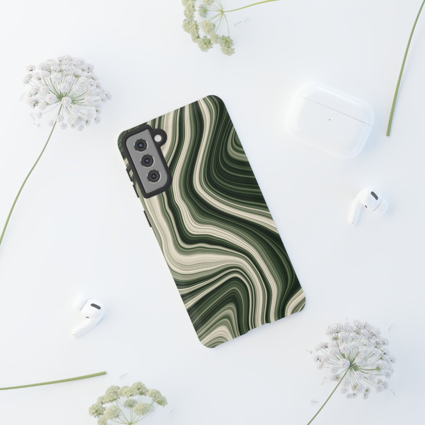 Radiating Elegance V1 Marble Green Tough Phone Case - Stylish Protection for Everyday Life