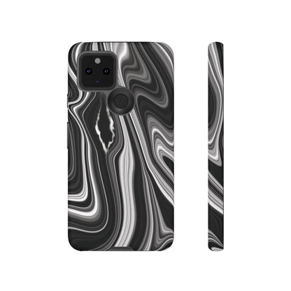 Radiating Elegance V2 Stylish Marble Phone Case - Tough and Sleek Black & White Design