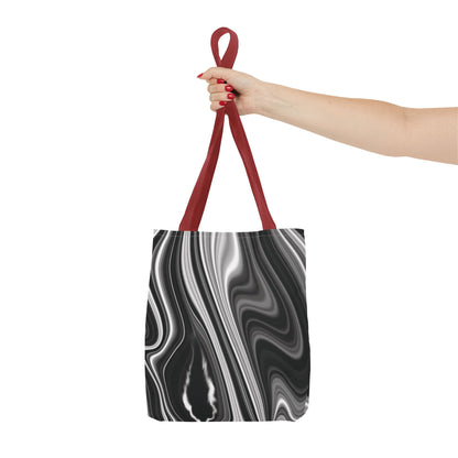 Radiating Elegance V2 Chic Black and White Swirl Tote Bag - Stylish Reusable Shopping Bag