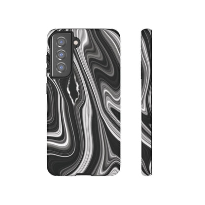 Radiating Elegance V2 Stylish Marble Phone Case - Tough and Sleek Black & White Design