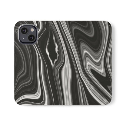 Radiating Elegance V2 Elegant Black Marble Phone Flip Case - Stylish & Functional Cover for Smartphones