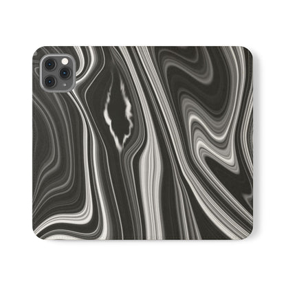 Radiating Elegance V2 Elegant Black Marble Phone Flip Case - Stylish & Functional Cover for Smartphones