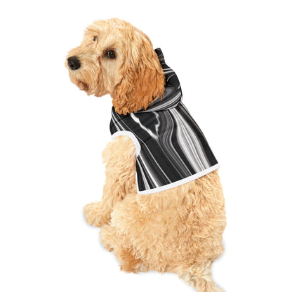 Radiating Elegance V2 Stylish Black Marble Pet Hoodie - Cozy Fashion for Dogs and Cats