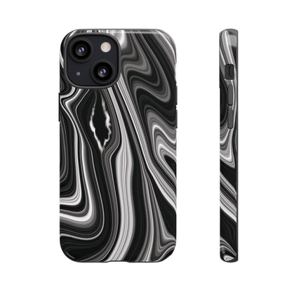 Radiating Elegance V2 Stylish Marble Phone Case - Tough and Sleek Black & White Design