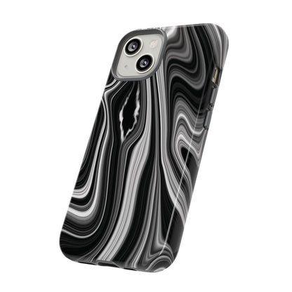 Radiating Elegance V2 Stylish Marble Phone Case - Tough and Sleek Black & White Design