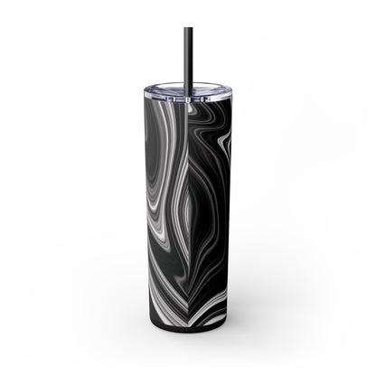 Radiating Elegance V2 Elegant Black Marble Skinny Tumbler with Straw - 20oz