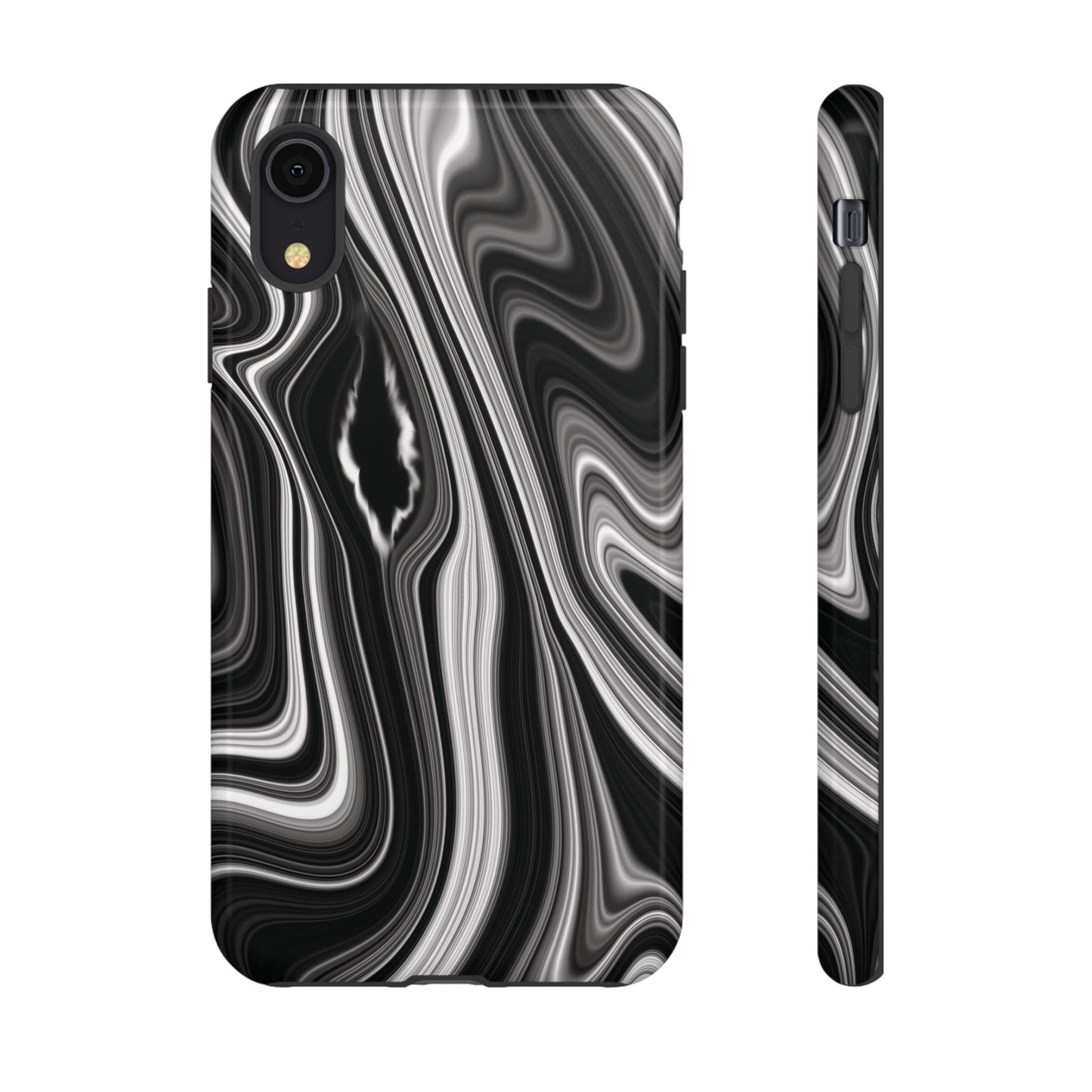 Radiating Elegance V2 Stylish Marble Phone Case - Tough and Sleek Black & White Design