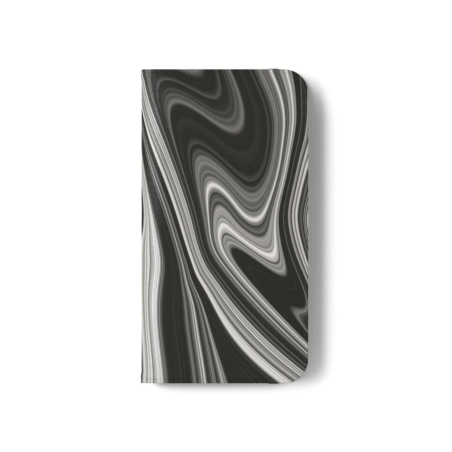 Radiating Elegance V2 Elegant Black Marble Phone Flip Case - Stylish & Functional Cover for Smartphones