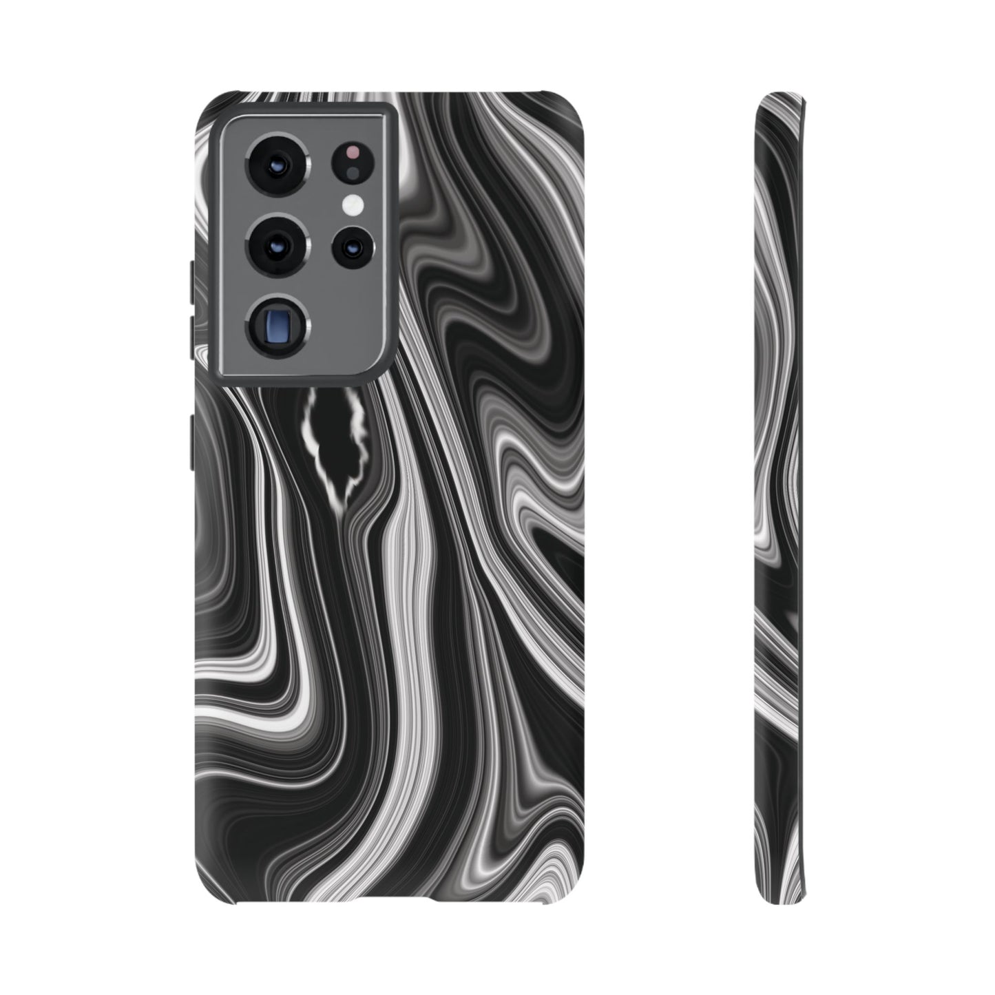 Radiating Elegance V2 Stylish Marble Phone Case - Tough and Sleek Black & White Design