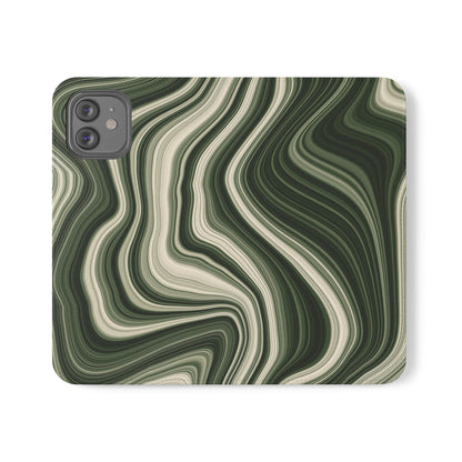 Radiating Elegance V1 Stylish Green Marble Flip Case for Smartphones - Perfect for Fashion Lovers