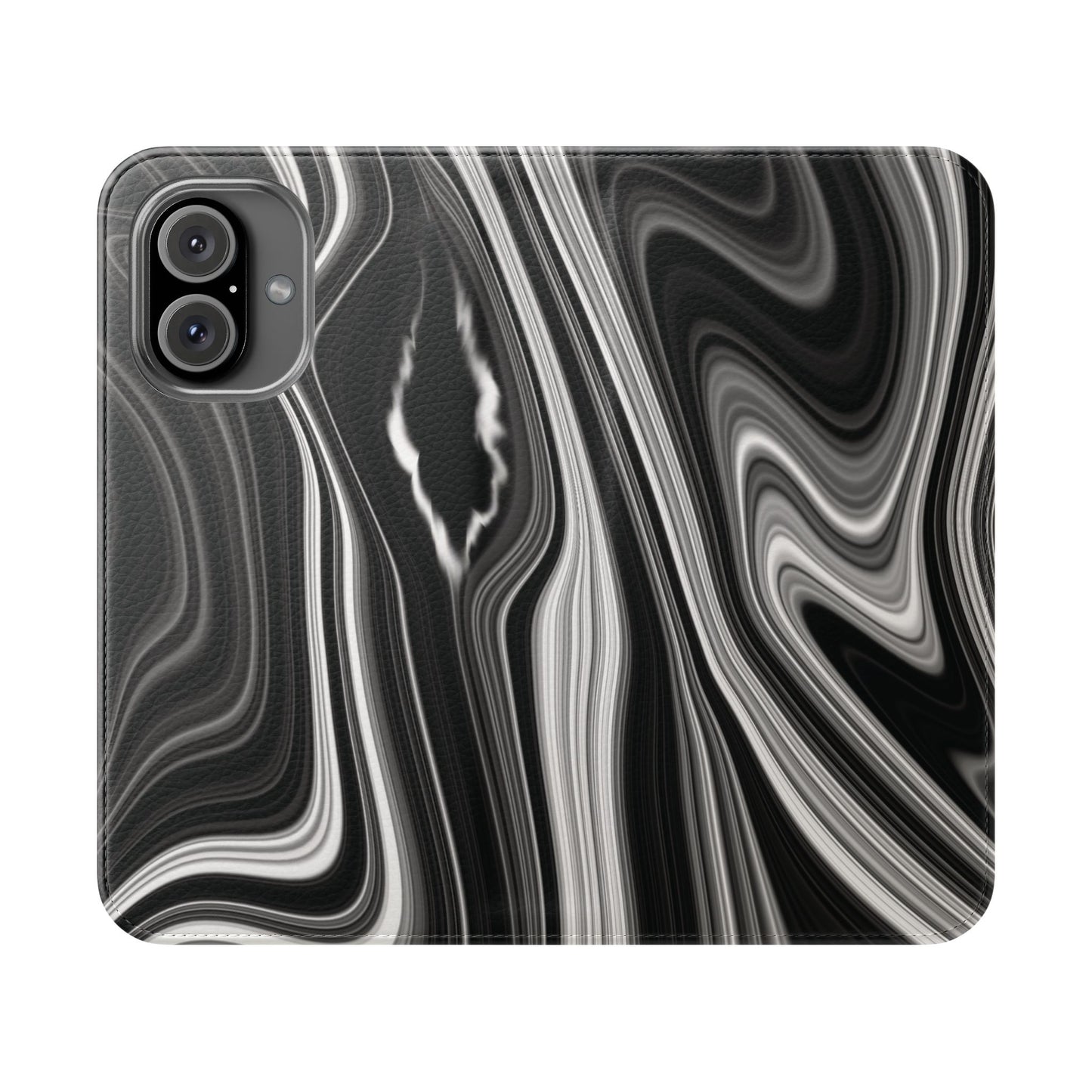 Radiating Elegance V2 Elegant Black Marble Phone Flip Case - Stylish & Functional Cover for Smartphones