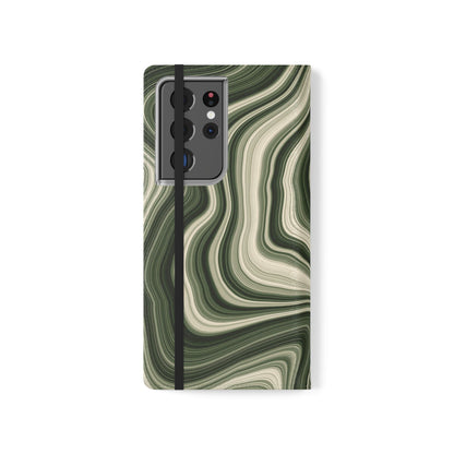 Radiating Elegance V1 Stylish Green Marble Flip Case for Smartphones - Perfect for Fashion Lovers