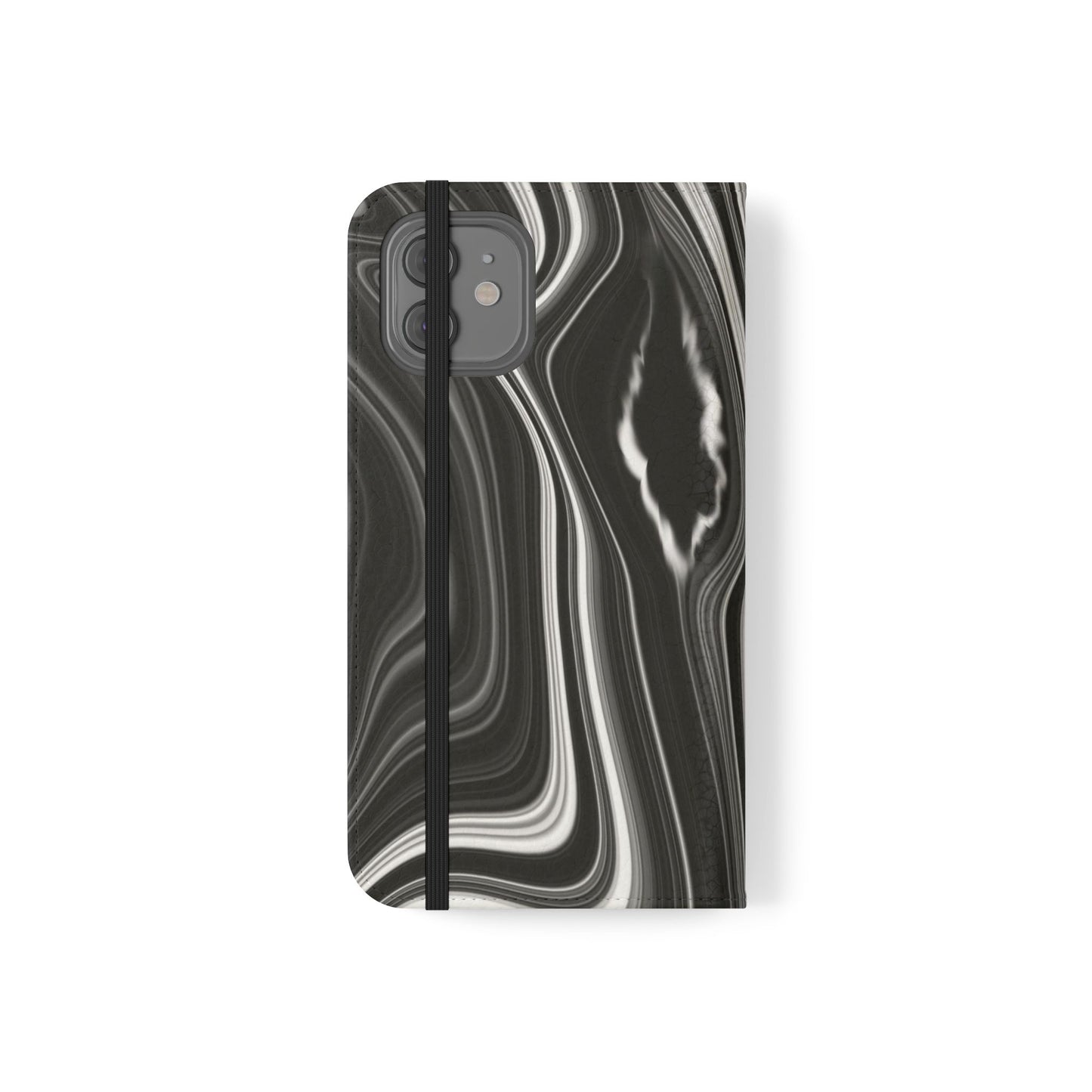 Radiating Elegance V2 Elegant Black Marble Phone Flip Case - Stylish & Functional Cover for Smartphones