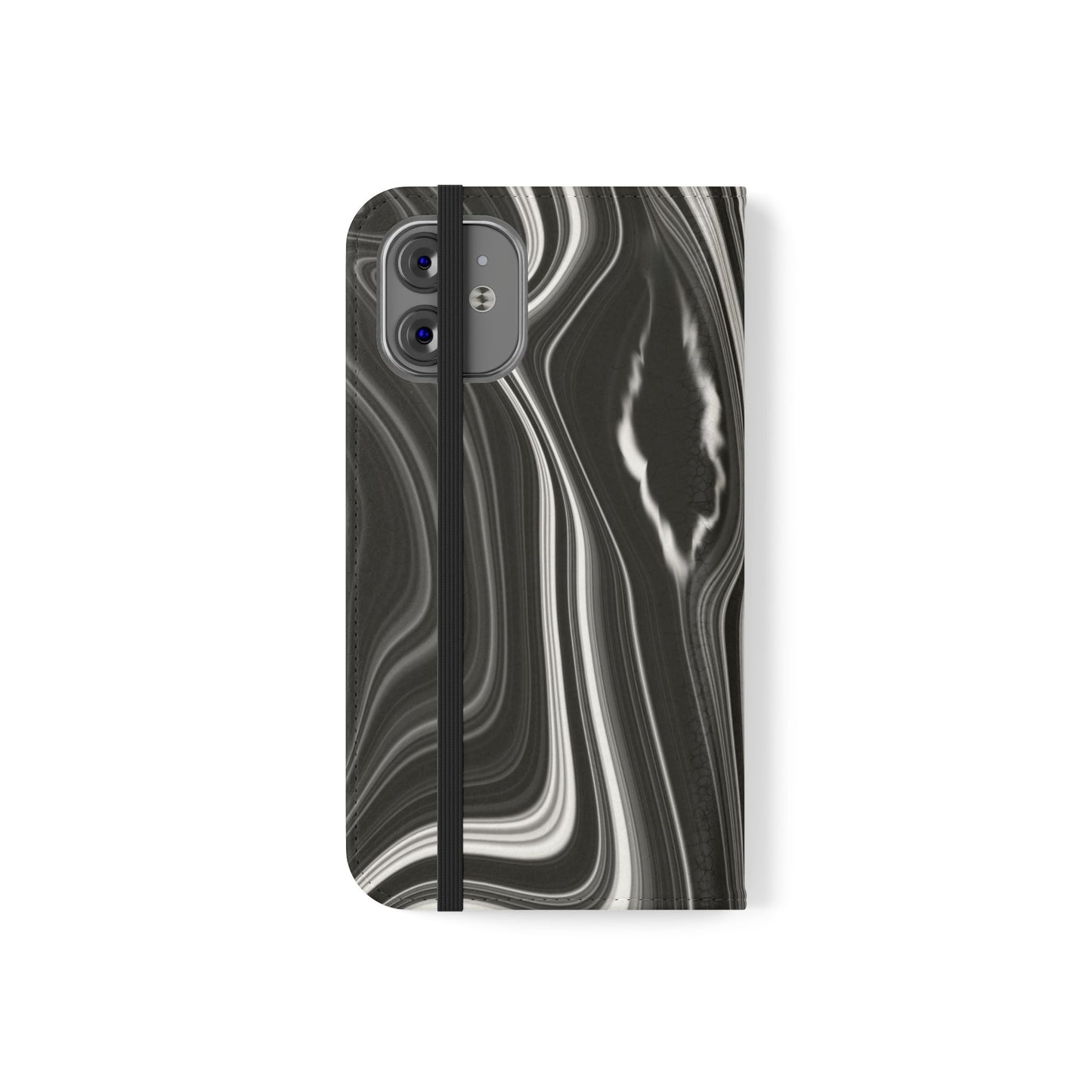 Radiating Elegance V2 Elegant Black Marble Phone Flip Case - Stylish & Functional Cover for Smartphones