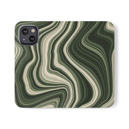 Radiating Elegance V1 Stylish Green Marble Flip Case for Smartphones - Perfect for Fashion Lovers