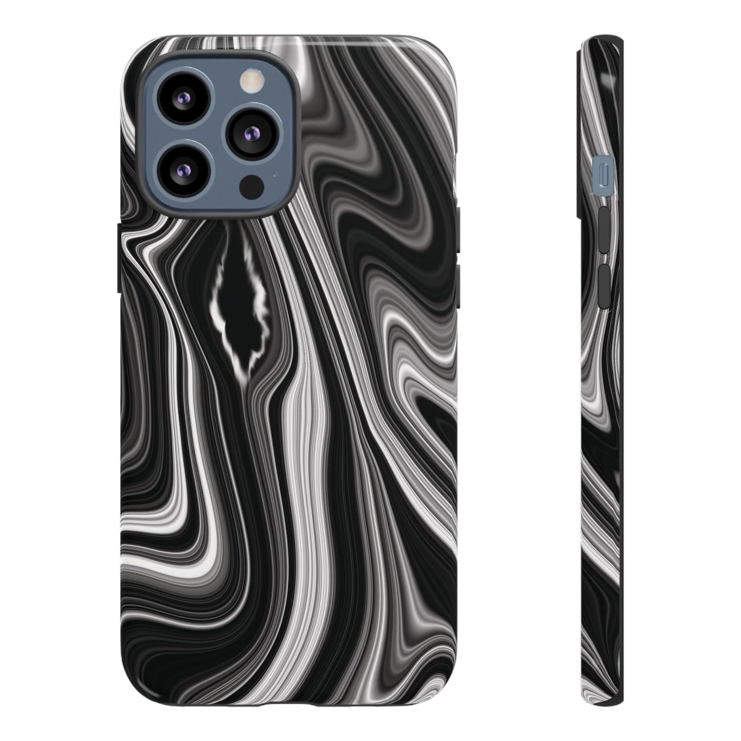 Radiating Elegance V2 Stylish Marble Phone Case - Tough and Sleek Black & White Design