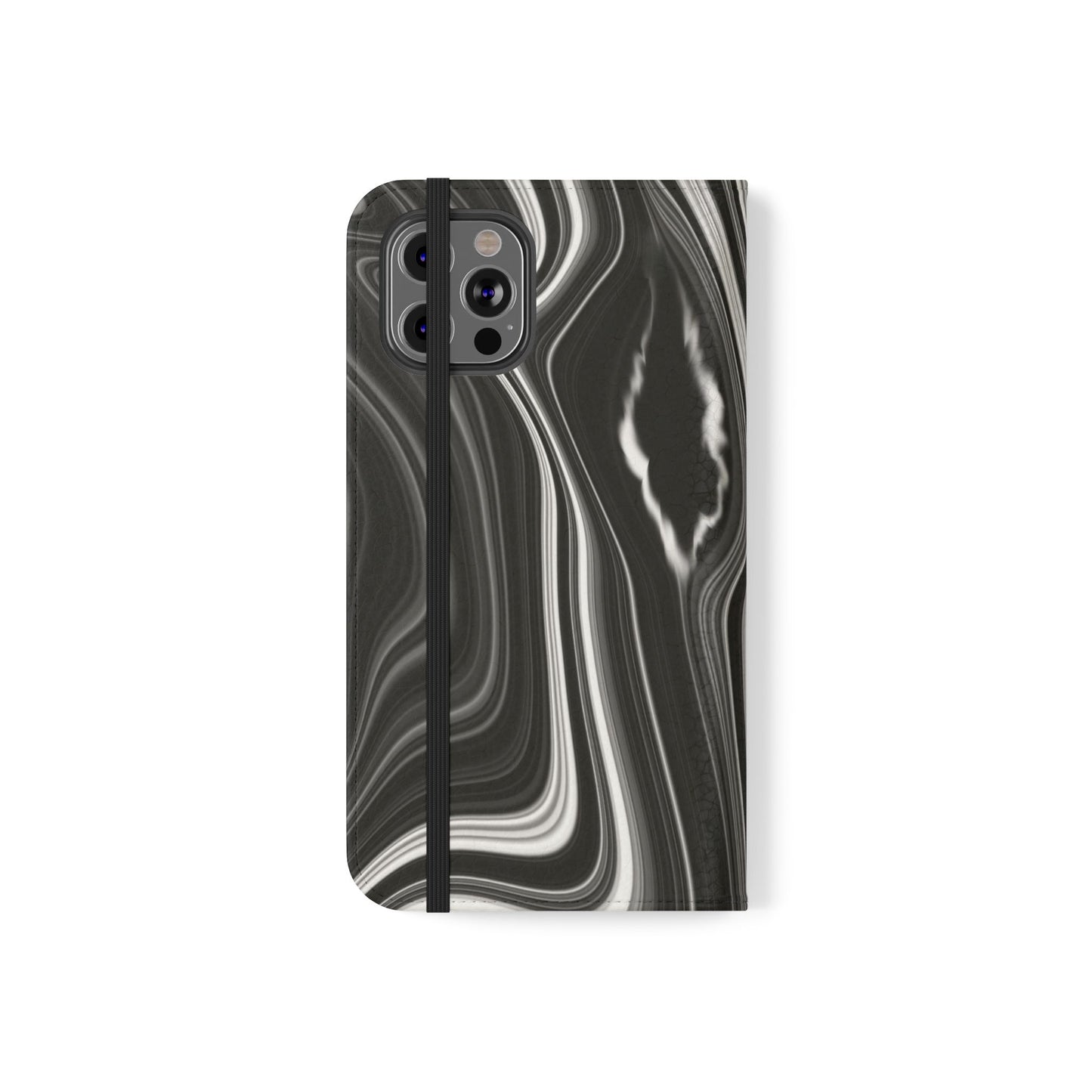 Radiating Elegance V2 Elegant Black Marble Phone Flip Case - Stylish & Functional Cover for Smartphones