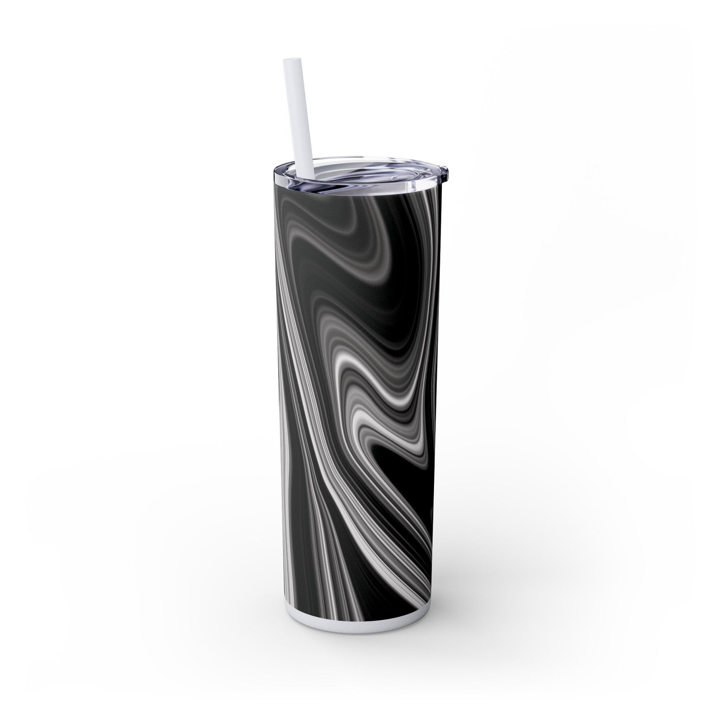 Radiating Elegance V2 Elegant Black Marble Skinny Tumbler with Straw - 20oz