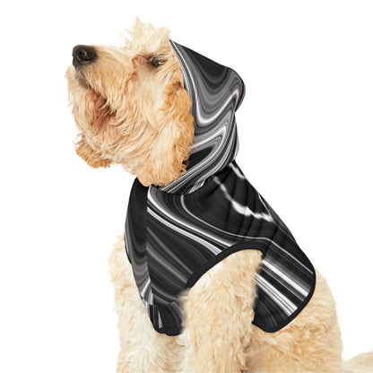 Radiating Elegance V2 Stylish Black Marble Pet Hoodie - Cozy Fashion for Dogs and Cats