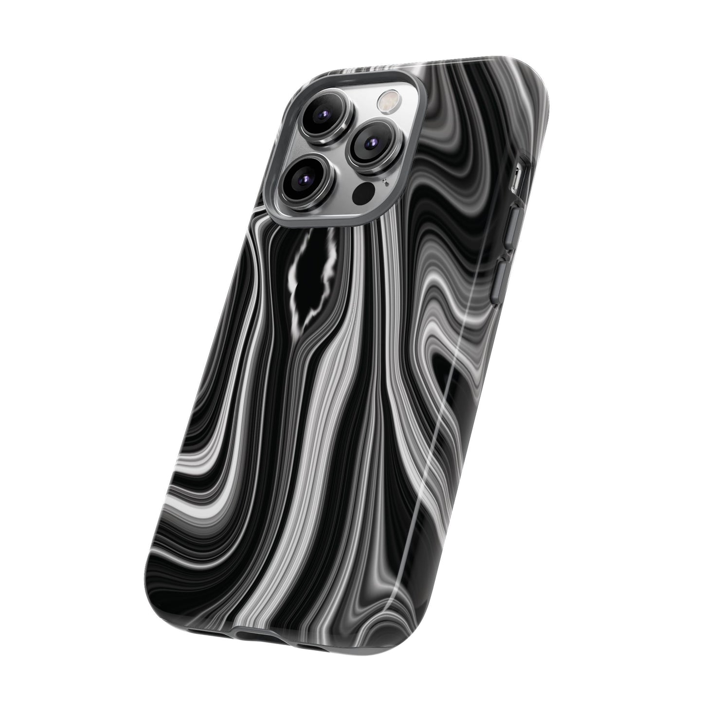 Radiating Elegance V2 Stylish Marble Phone Case - Tough and Sleek Black & White Design